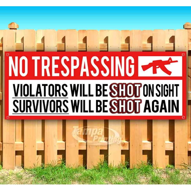 CGSignLab No Trespassing Chalk Banner Heavy-Duty Outdoor Vinyl Banner 8x4 CGSignLab No Trespassing Chalk Banner Heavy-Duty Outdoor Vinyl Banner 8x4